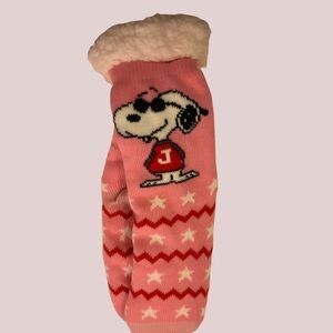 Peanuts Pink Snoopy Sherpa Lined Nonslip Socks - Size OSFM